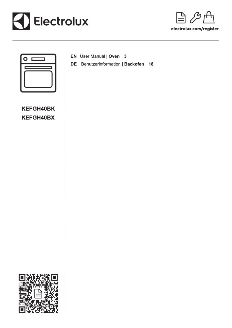 Page 1 de la notice Manuel utilisateur Electrolux KEFGH40BK