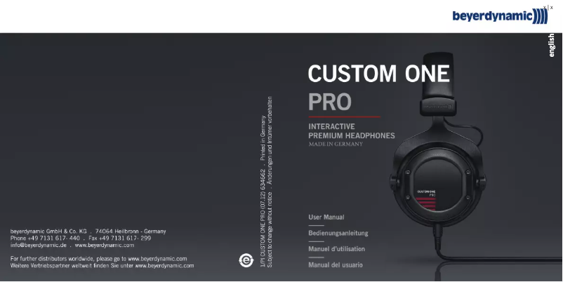 Page n°1 - Manuel utilisateur Beyerdynamic Custom Game