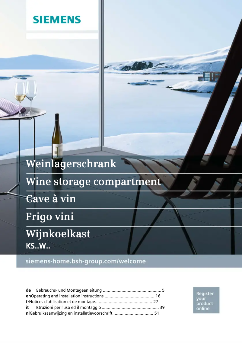 Page 1 de la notice Manuel d'utilisation et d'entretien Siemens KS38WA40