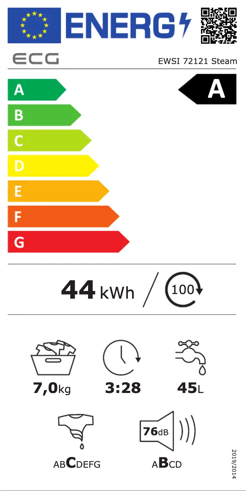 Page n°1 - Label énergétique ECG EWSI 72121 Steam