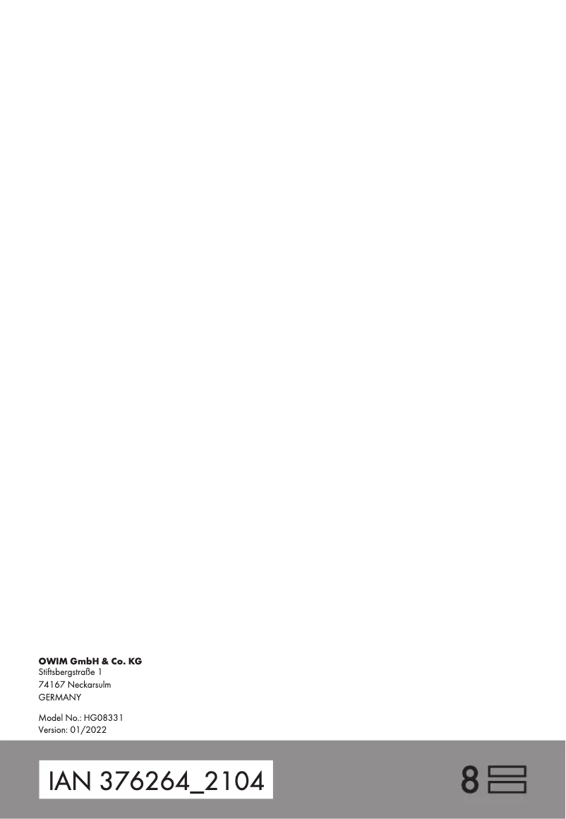 Image de la première page du manuel de l'appareil HG08331