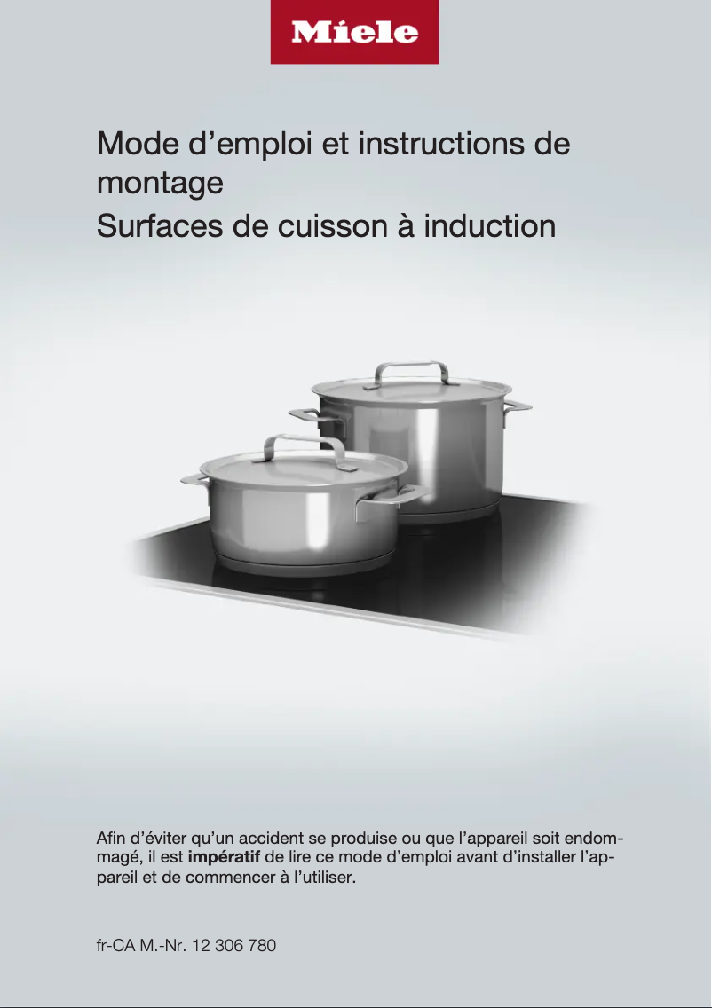 Page 1 de la notice Manuel utilisateur Miele KM 7730 FR