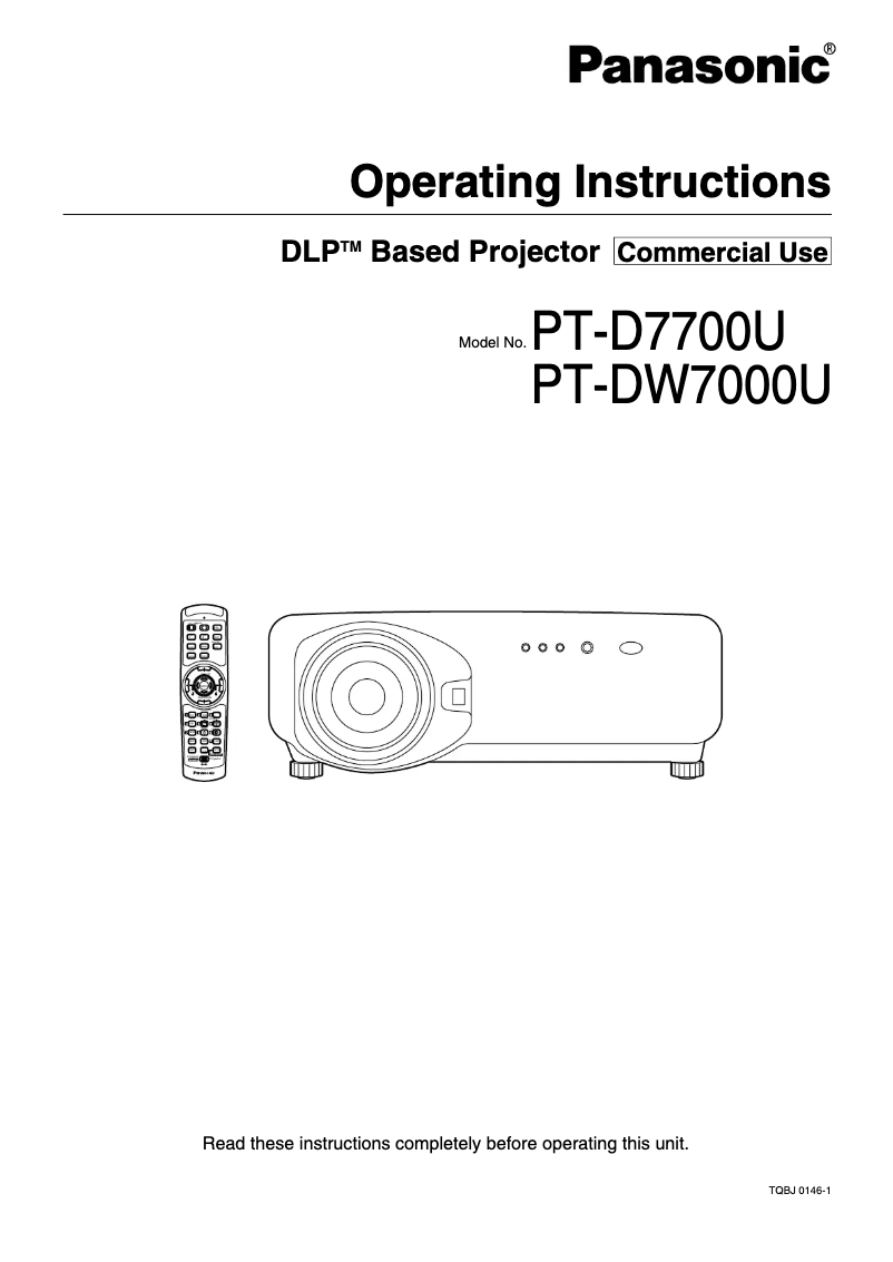 Page 1 of the manual User Manual Panasonic PT-DW7000U