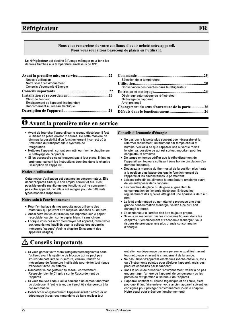 Page n°1 - Manuel utilisateur Gorenje R6295W