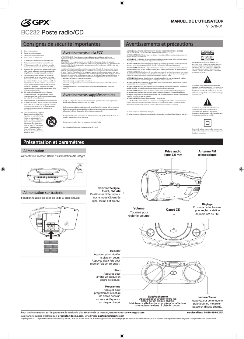 Image de la première page du manuel de l'appareil BC232