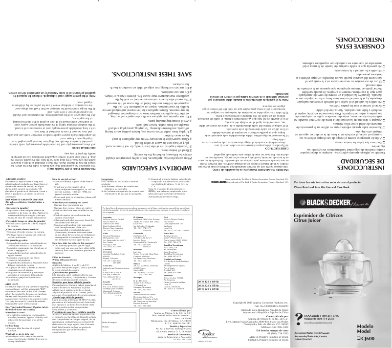 Page n°1 - Manuel utilisateur Black & Decker CJ600