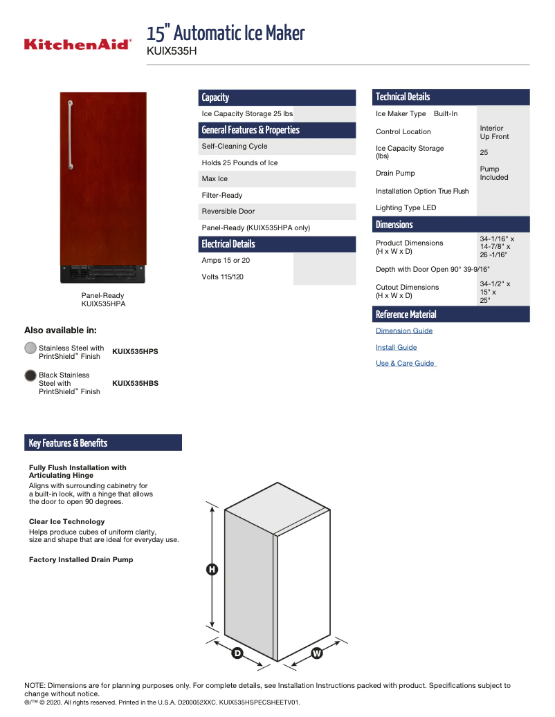 Image de la première page du manuel de l'appareil KUIX535HPA