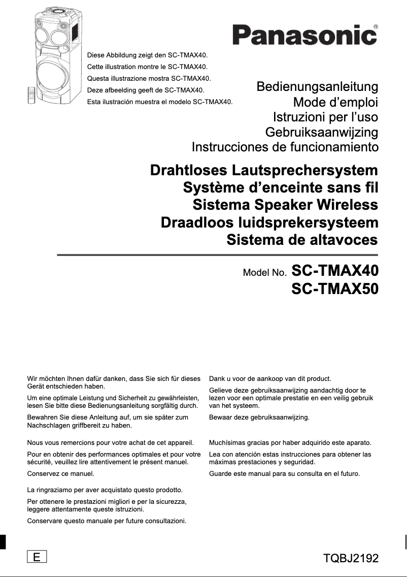 Page n°1 - Manuel utilisateur Panasonic SC-TMAX40