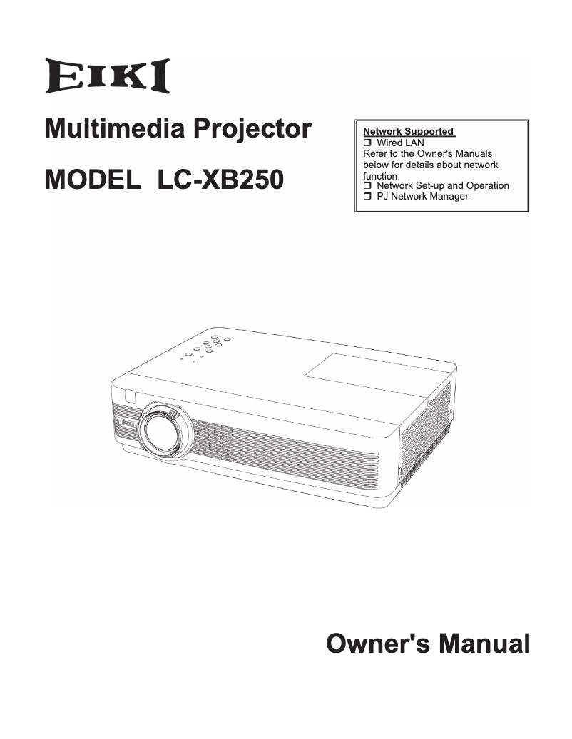 Page n°1 - Manuel utilisateur EIKI LC-XB250A