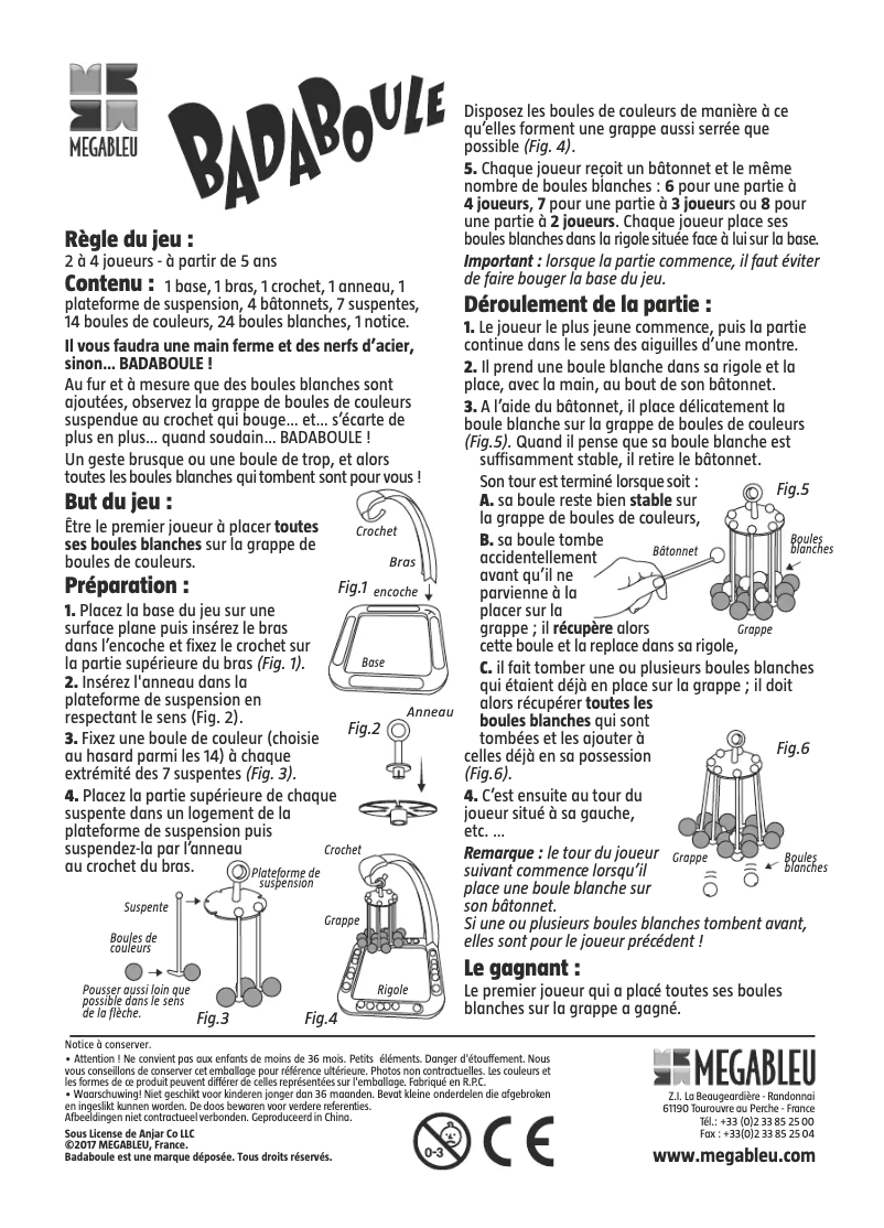 Page 1 de la notice Manuel utilisateur MEGABLEU Badaboule