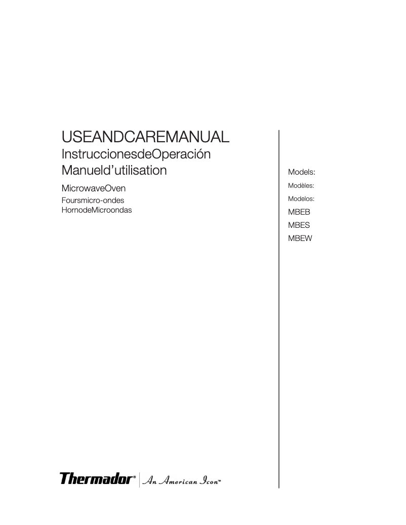 Page 1 de la notice Manuel utilisateur Thermador MBES