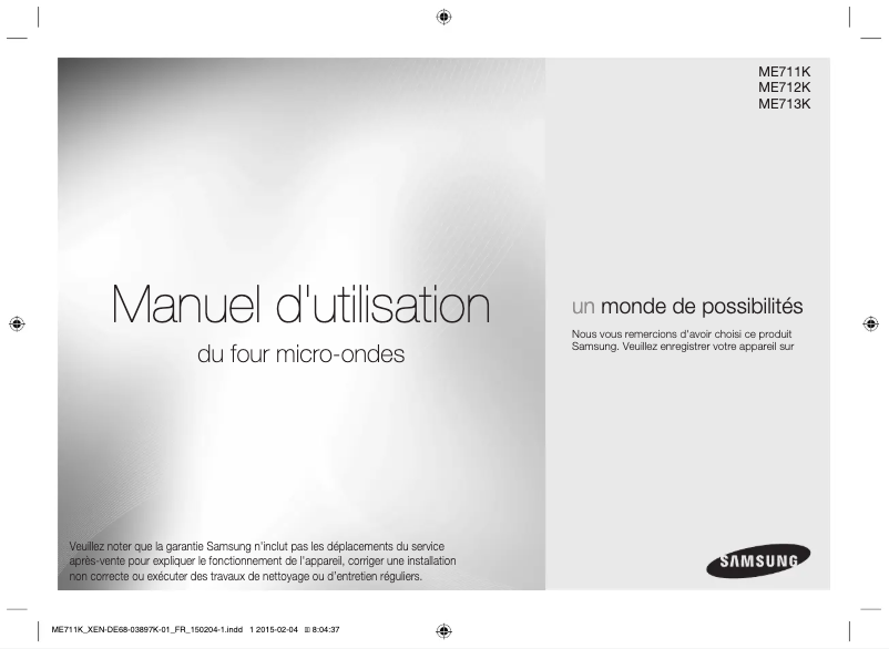 Page 1 de la notice Manuel utilisateur Samsung ME711K