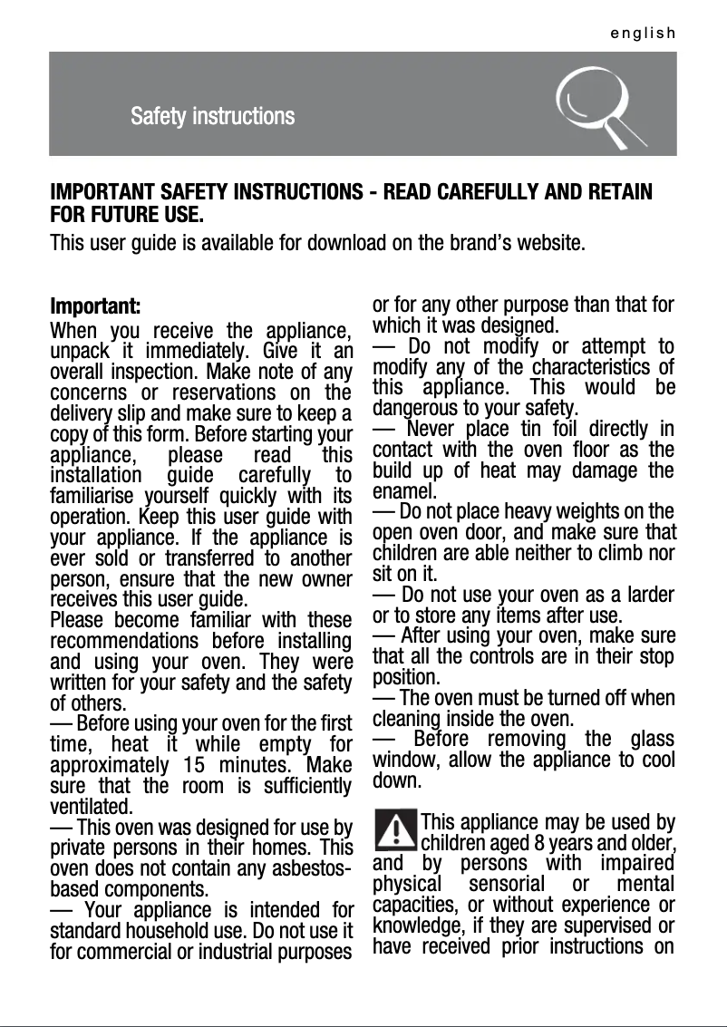 Page 1 de la notice Manuel utilisateur Brandt FP1552W