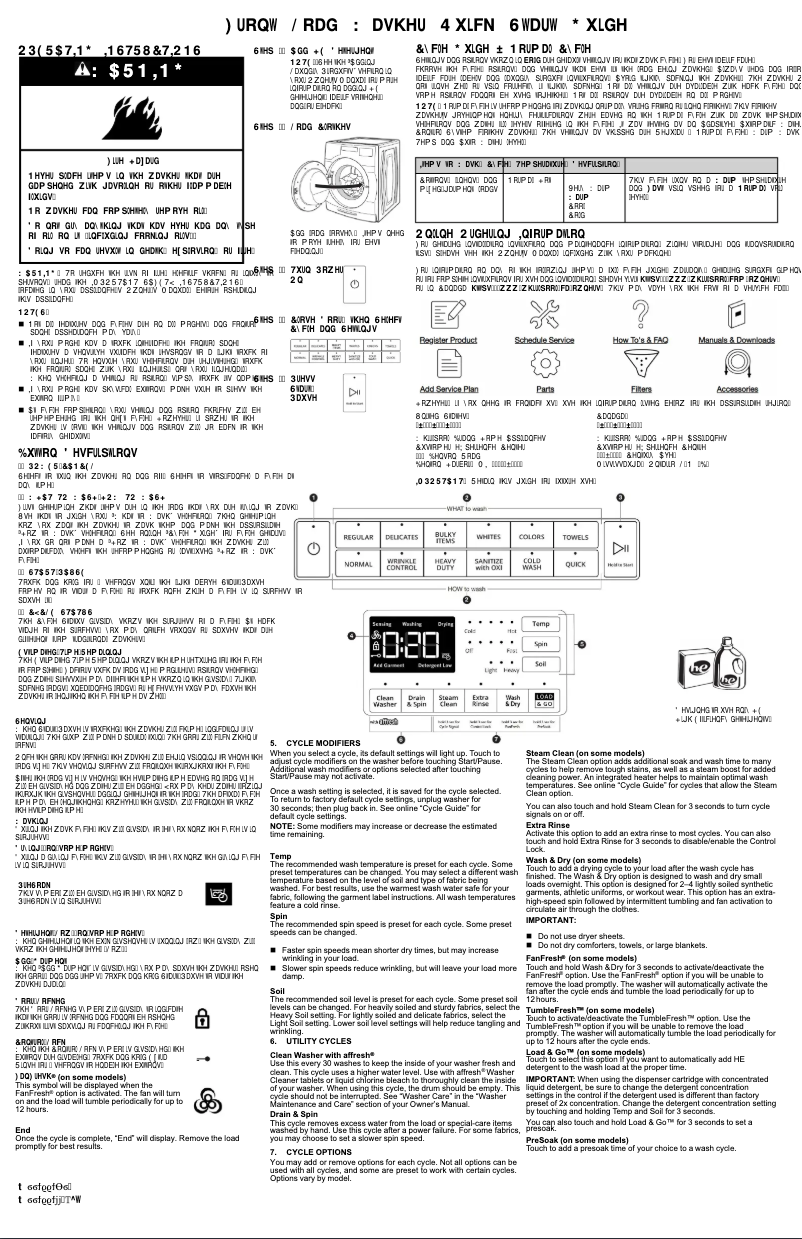 Page 1 de la notice Guide de démarrage rapide Whirlpool WFW5605MC
