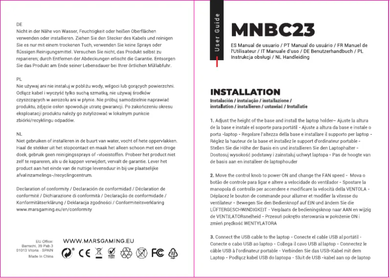 Página 1 del manual Manual de usuario Mars Gaming MNBC23