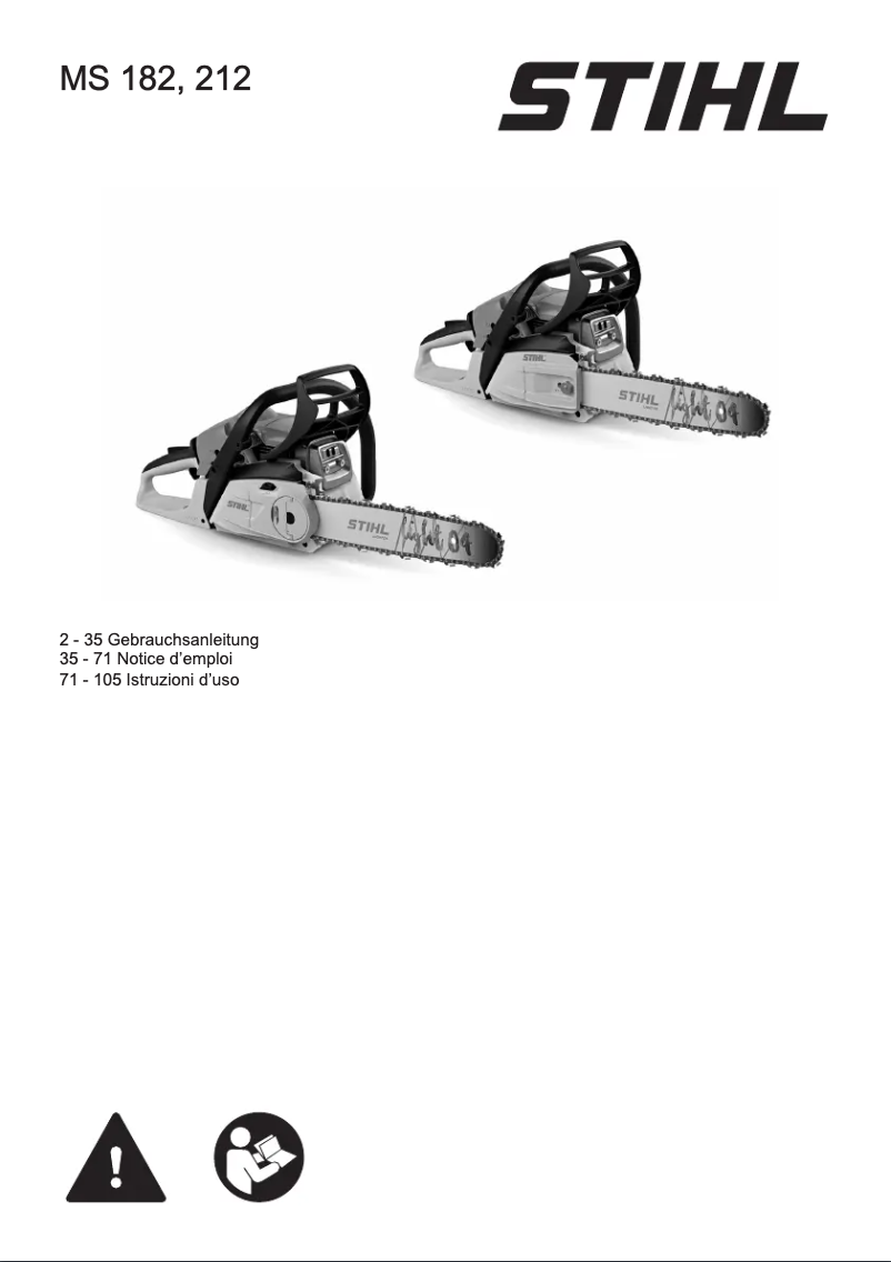 Page 1 de la notice Manuel utilisateur Stihl MS 212