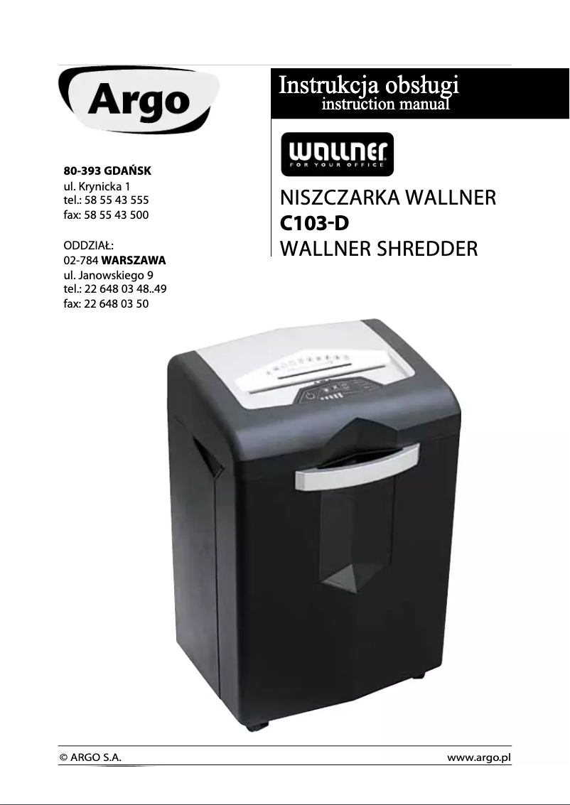 Page n°1 - Manuel utilisateur Wallner C103-D