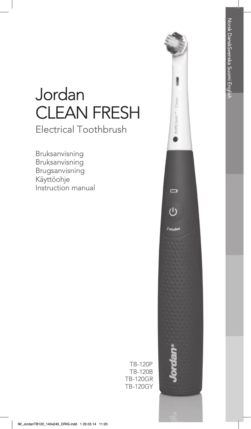 Image de la première page du manuel de l'appareil Jordan Clean Fresh TB-120P