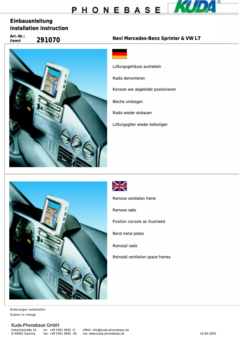 Page 1 de la notice Manuel utilisateur Kuda 291075