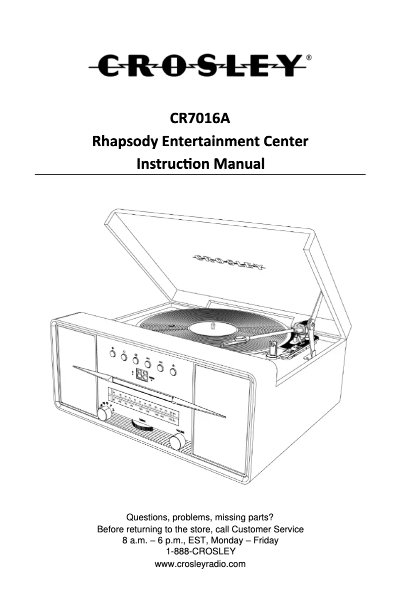 Page 1 de la notice Manuel utilisateur Crosley Rhapsody CR7016A