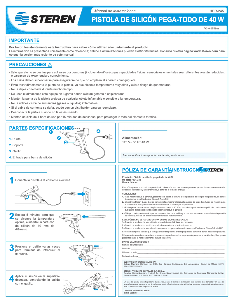 Page 1 de la notice Manuel utilisateur Steren HER-245