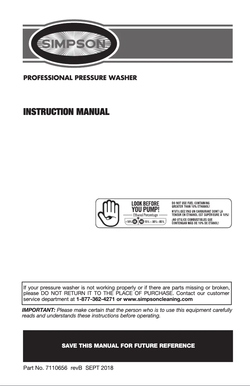 Page 1 de la notice Manuel utilisateur Simpson SuperPro SW4035KADM-S