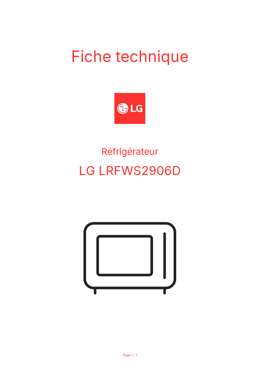 Image de la première page du manuel de l'appareil LRFWS2906D
