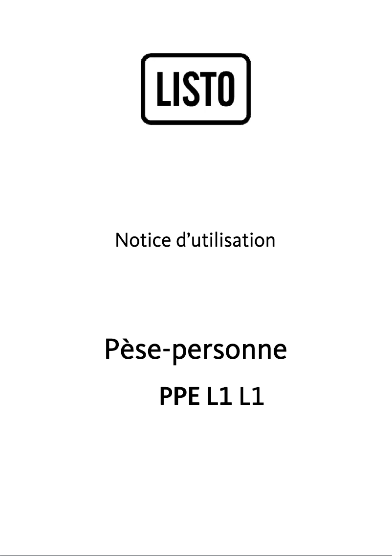 Page 1 de la notice Manuel utilisateur Listo PPE L1