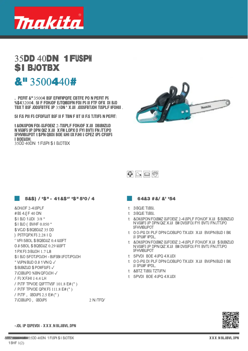 Page n°1 - Fiche technique Makita EA3500S40B