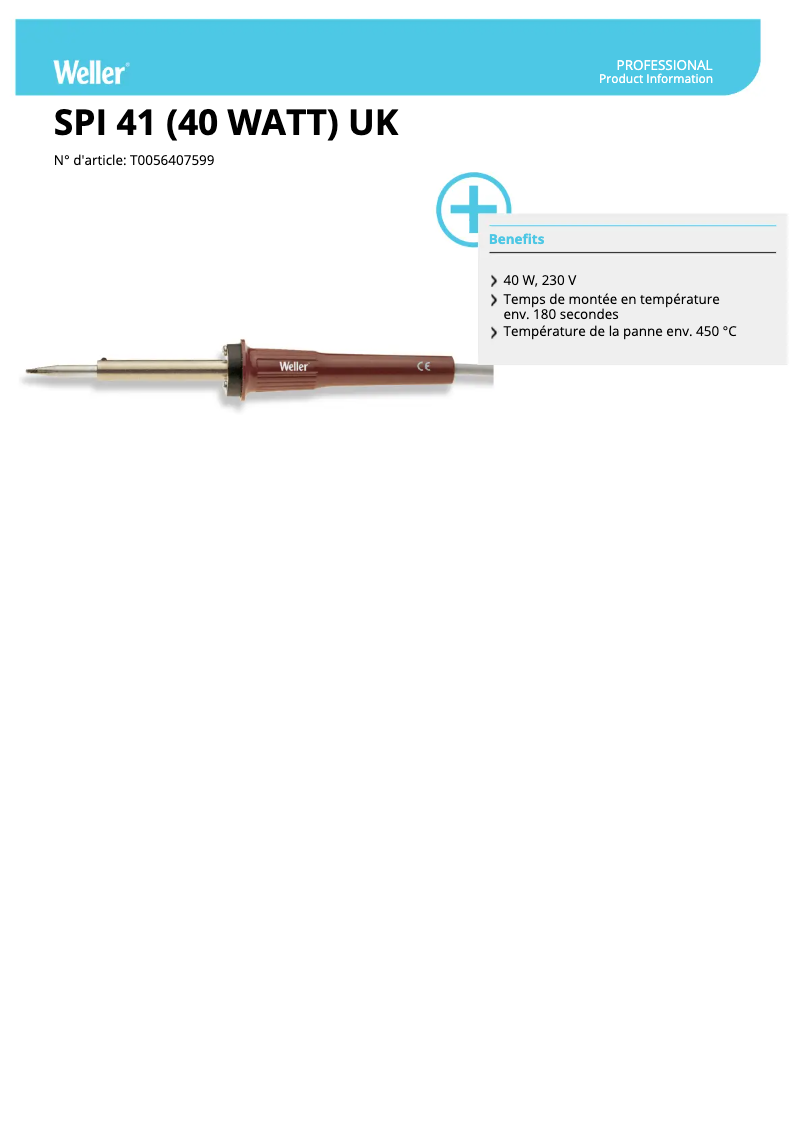 Page n°1 - Fiche technique Weller SPI 41