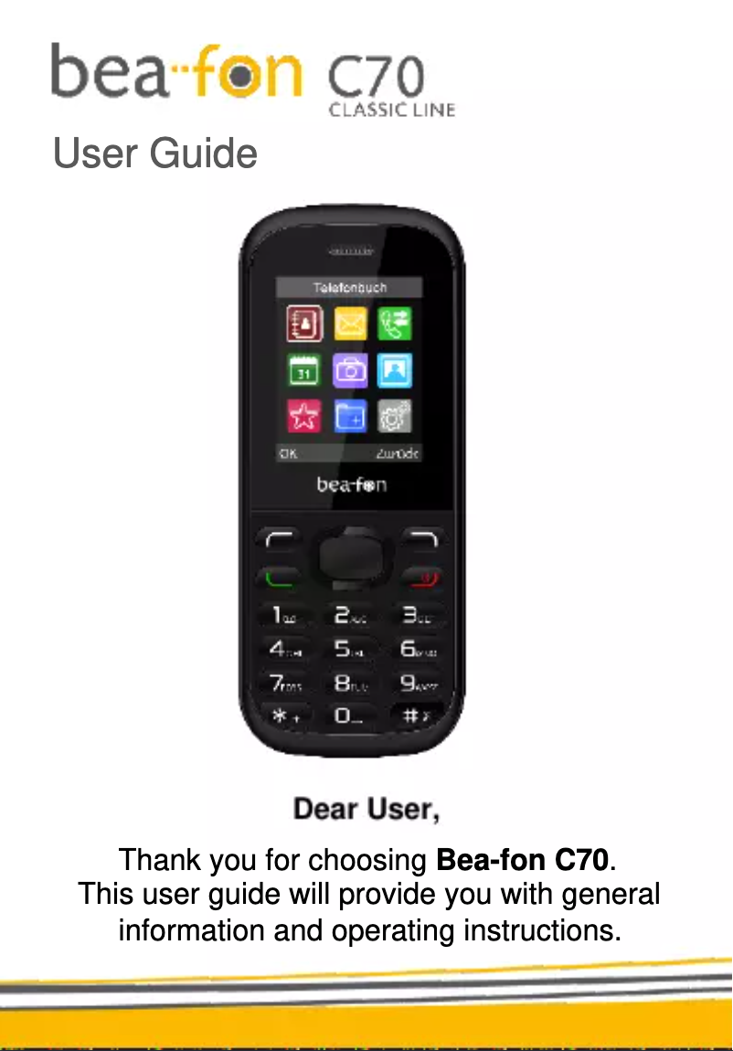 Page n°1 - Manuel utilisateur Bea-fon C70
