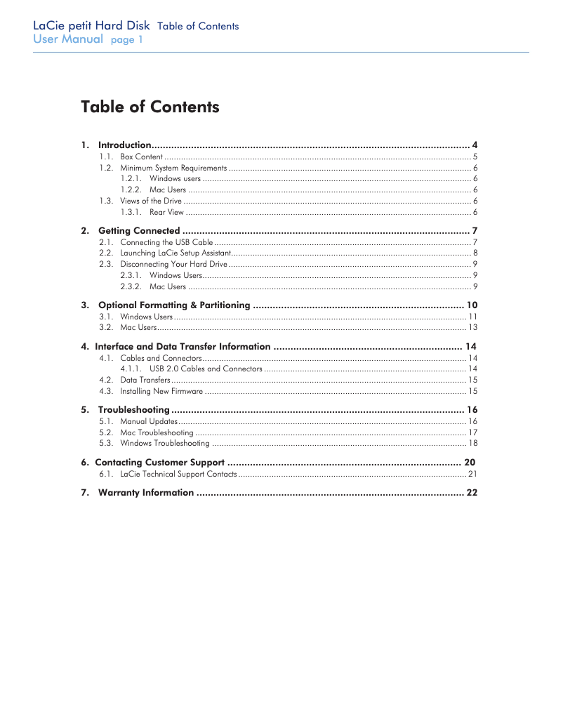 Image de la première page du manuel de l'appareil Petit Hard Disk