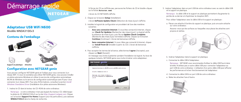 Page n°1 - Guide d'installation Netgear WNDA3100v3