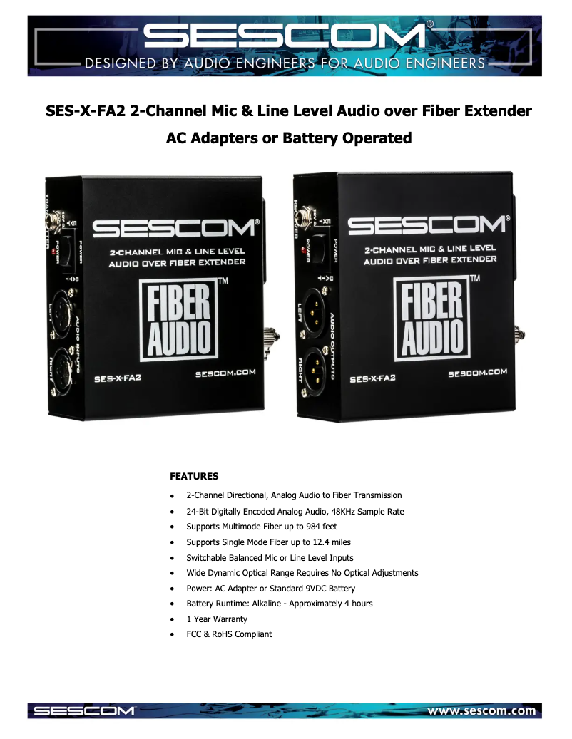 Page 1 de la notice Manuel utilisateur Sescom SES-X