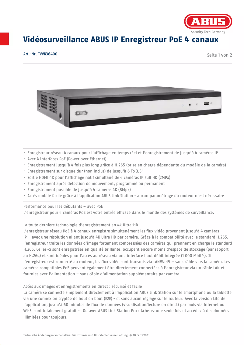 Image de la première page du manuel de l'appareil TVVR36400