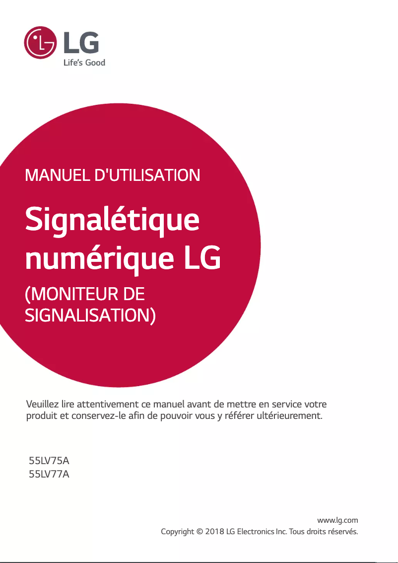 Page n°1 - Manuel utilisateur LG 55LV77A