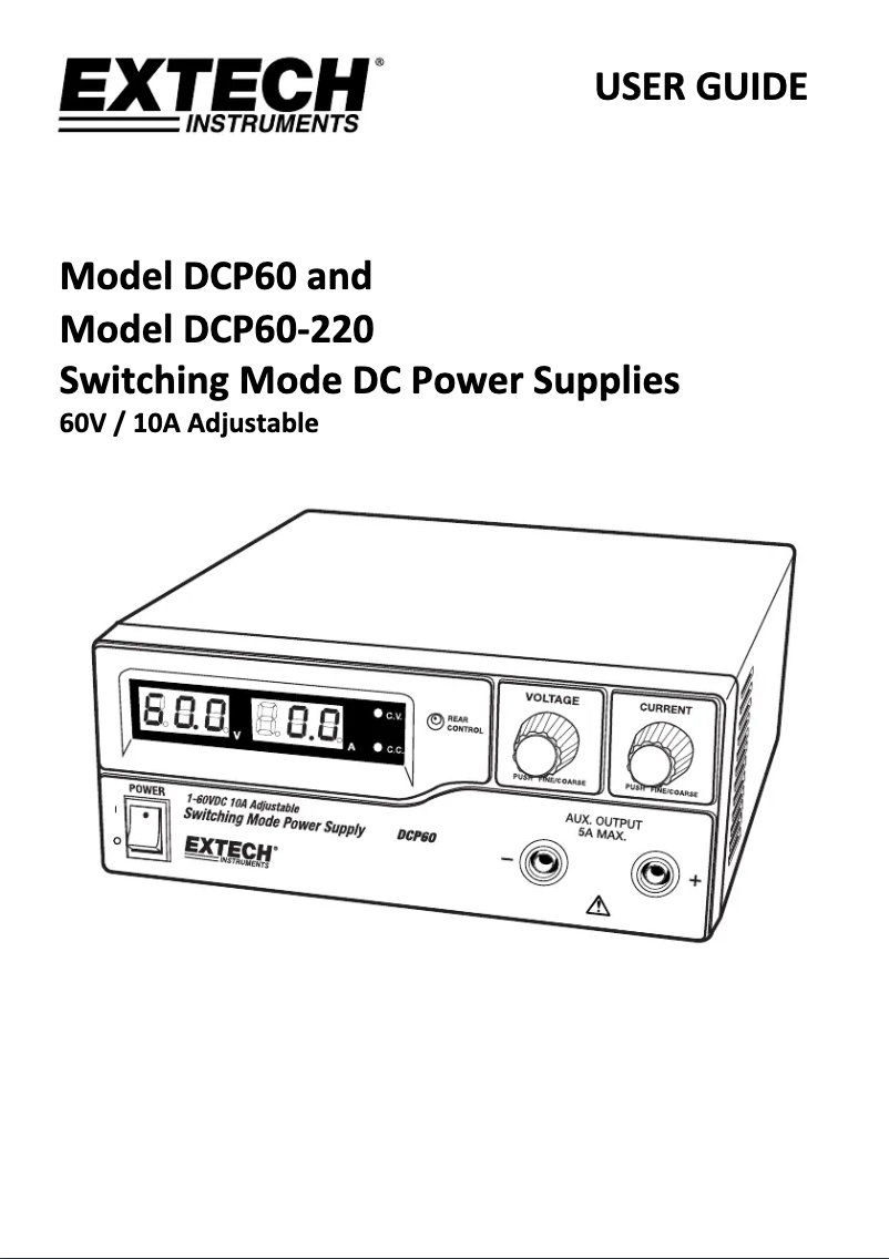 Page 1 de la notice Manuel utilisateur Extech DCP60