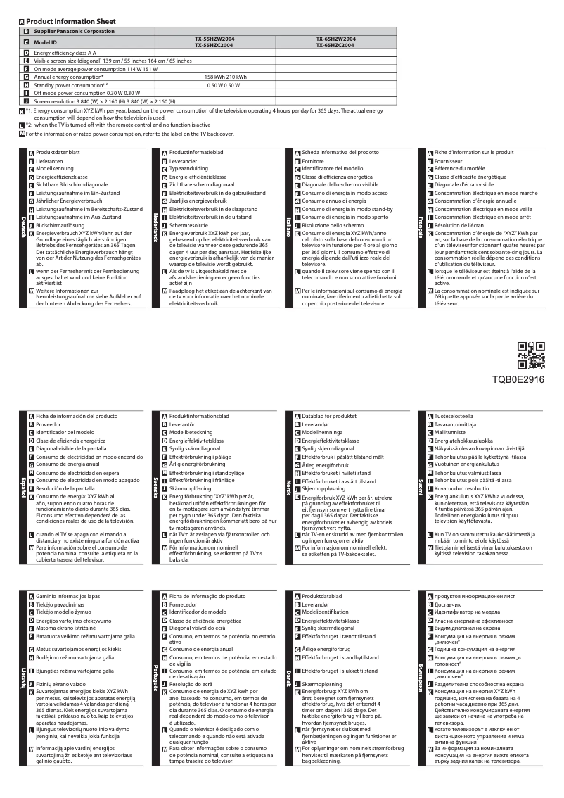 Image de la première page du manuel de l'appareil TX-55HZW2004