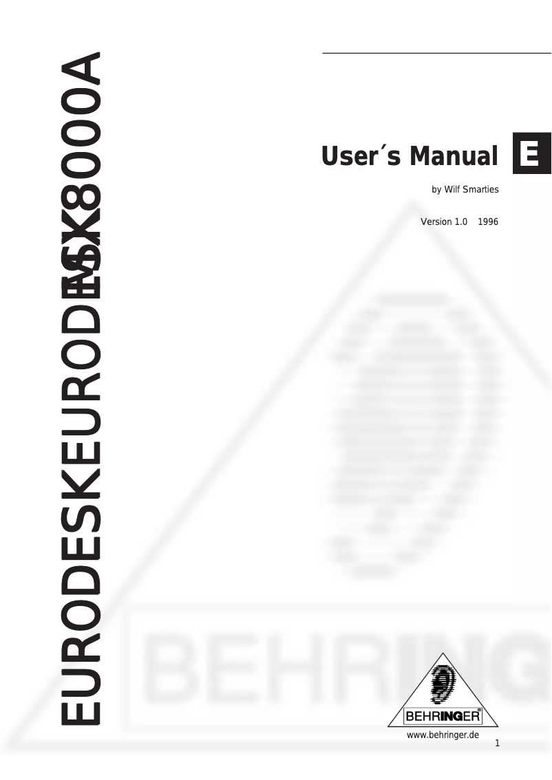Page n°1 - Manuel utilisateur Behringer Eurodesk MX8000A