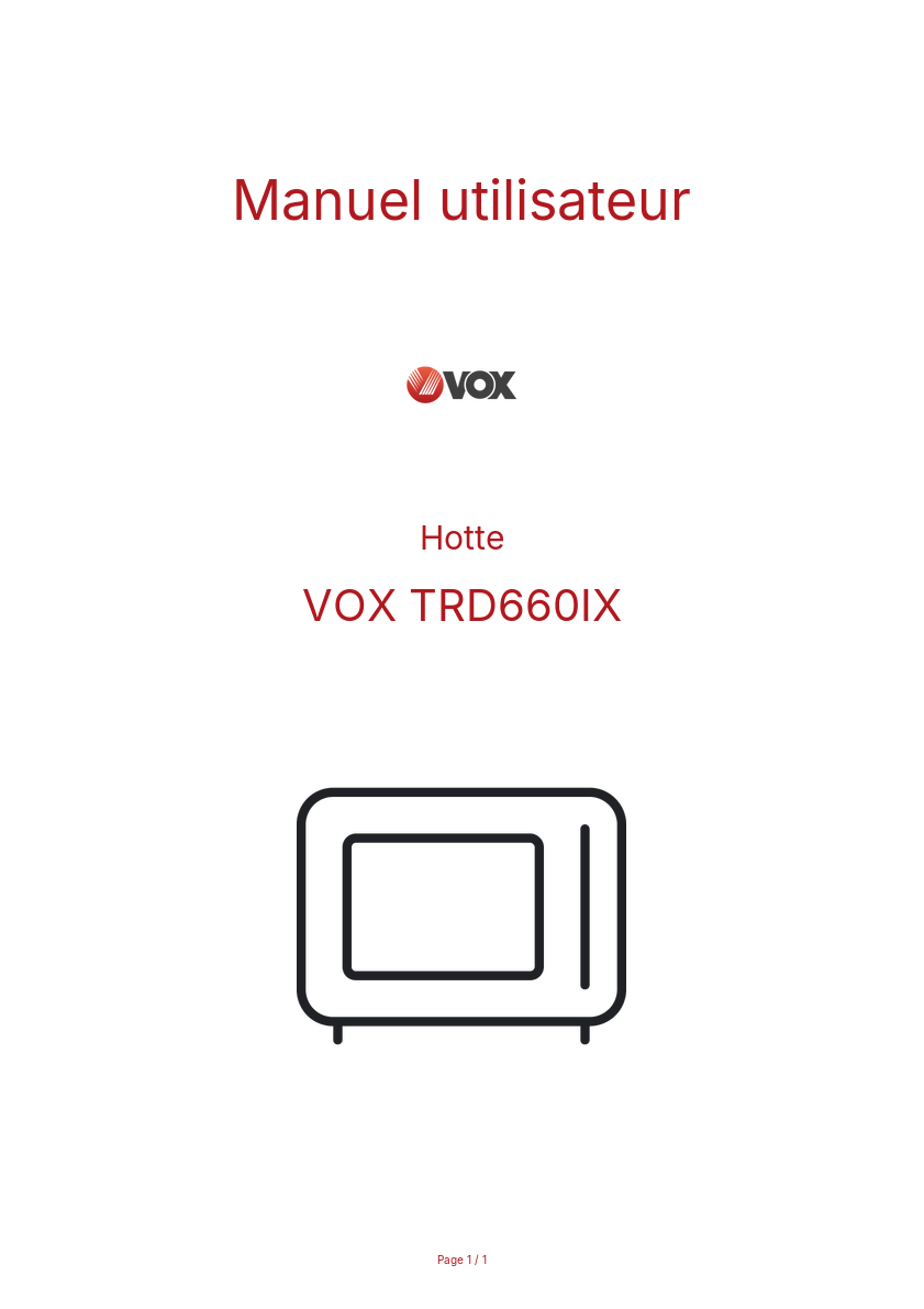 Image de la première page du manuel de l'appareil TRD660IX