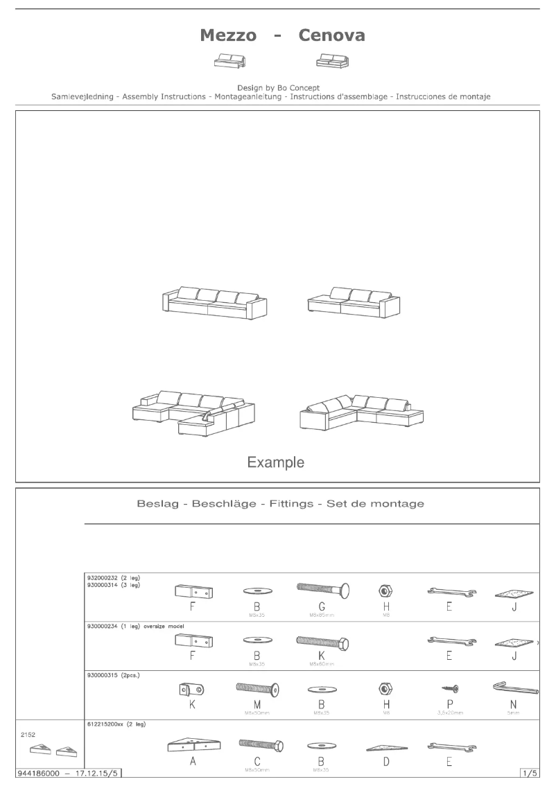 Page 1 de la notice Manuel utilisateur BoConcept Cenova