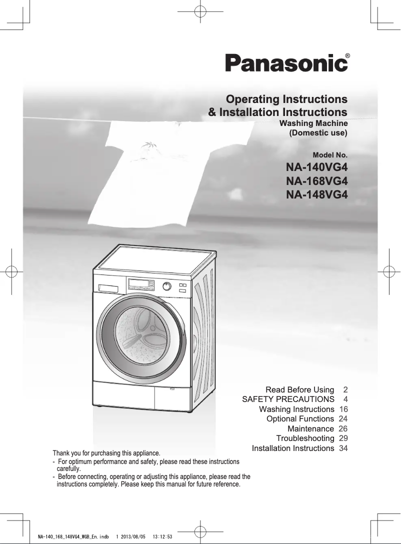 Page 1 de la notice Manuel utilisateur Panasonic NA-148VG4