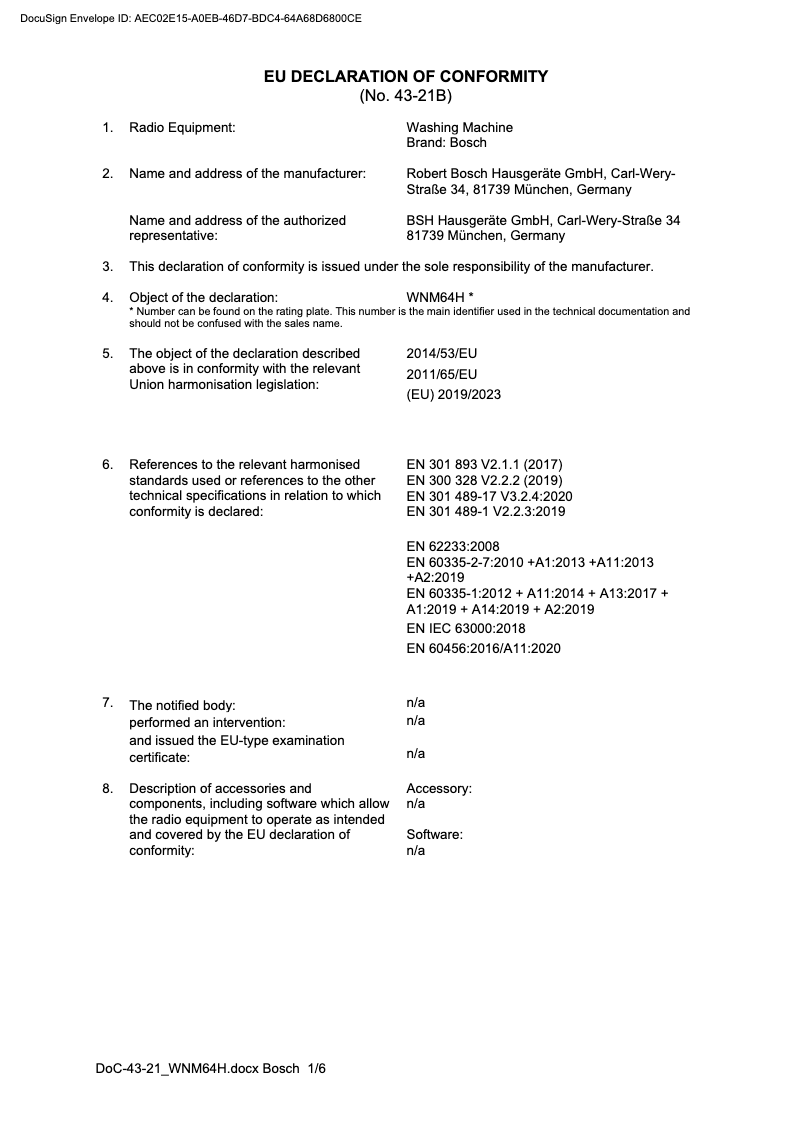 Page n°1 - Mode d'emploi Bosch WAV28KH0GC