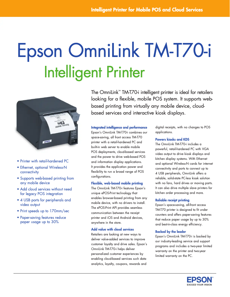 Página 1 del manual Ficha técnica Epson TM-T70-i