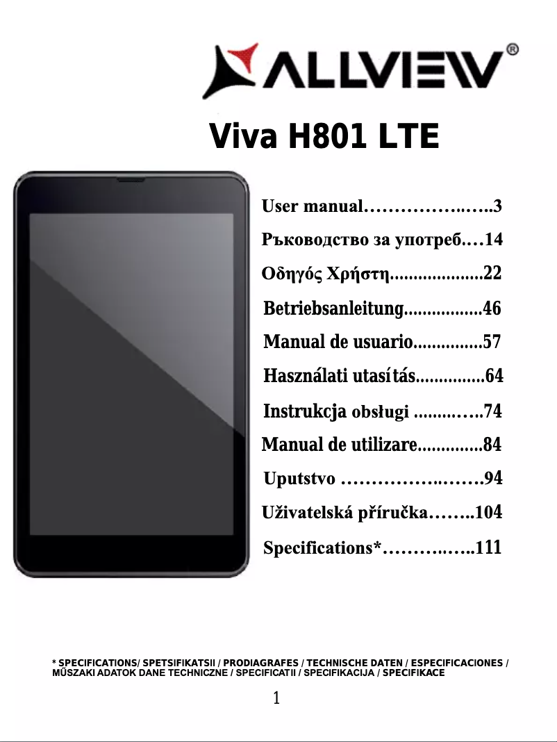 Page 1 de la notice Manuel utilisateur Allview Viva H801LTE