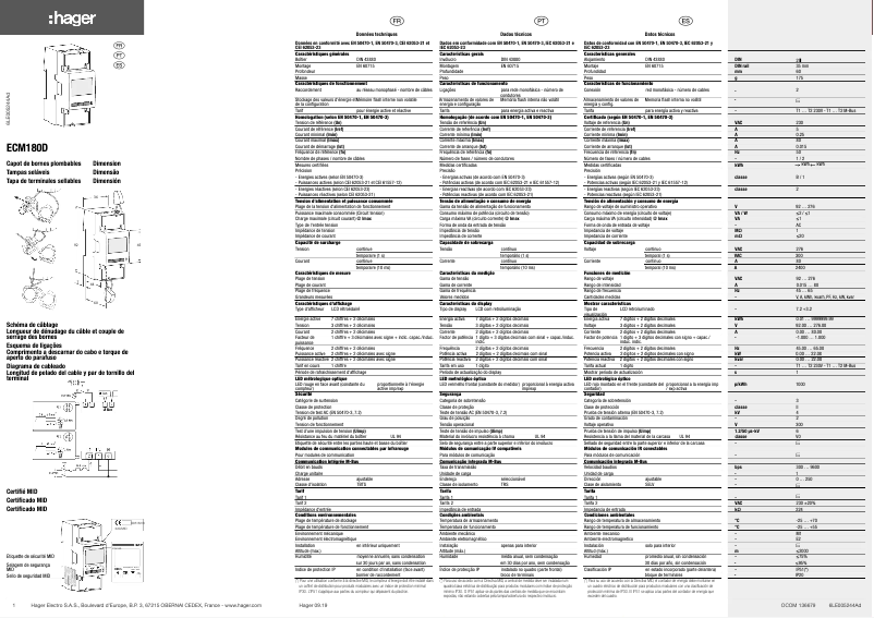 Page 1 de la notice Manuel utilisateur Hager ECM180D