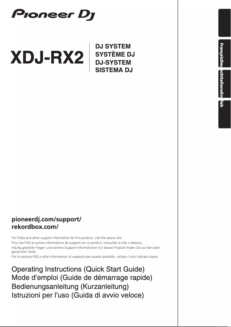 Image de la première page du manuel de l'appareil XDJ-RX2