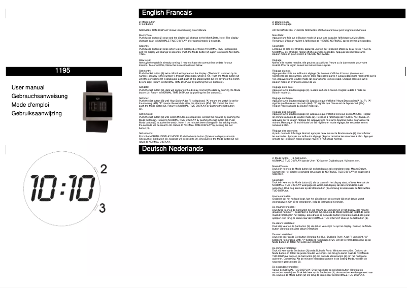 Page n°1 - Manuel utilisateur Davis 1195