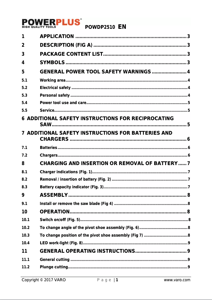 Page n°1 - Manuel utilisateur PowerPlus POWDP2510