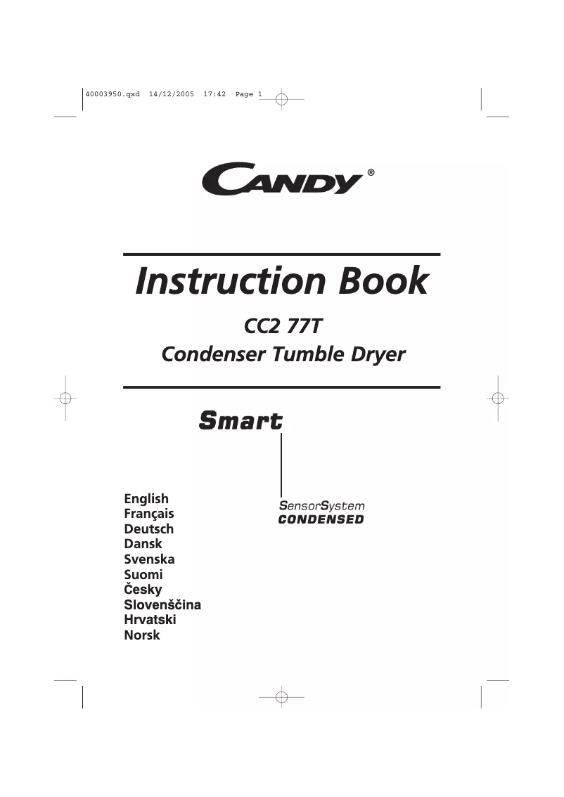 Page 1 de la notice Manuel utilisateur Candy CC2 77T